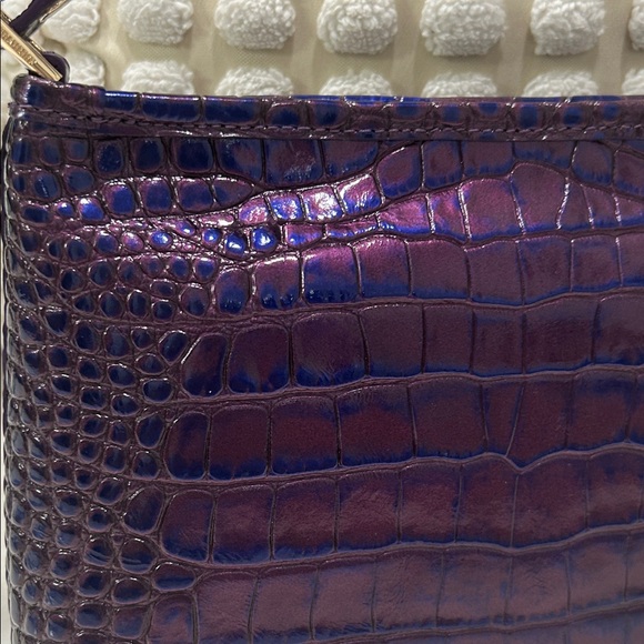 Brahmin Lorelei Purple Acro Iridescent Purple Croc-Embossed Shoulder Bag